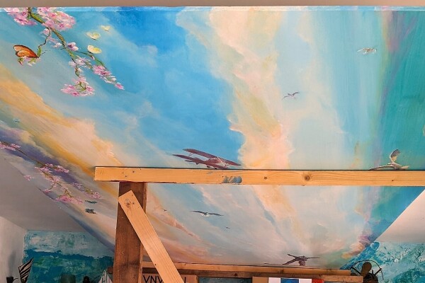 Plafondschildering op paneel (nog in atelier)