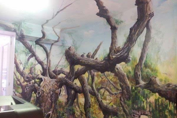Realistische muurschildering van de wonderboom te Rockanje